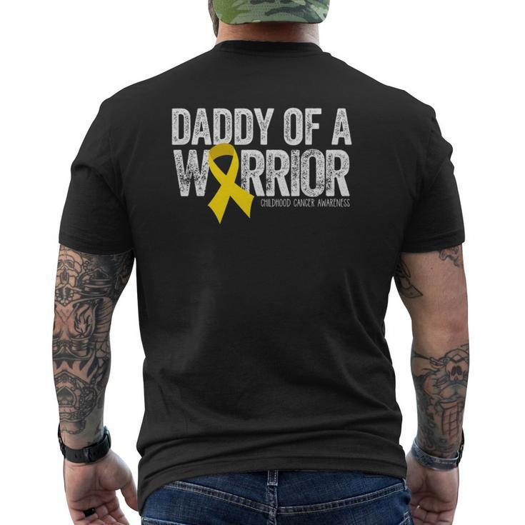 Mens Daddy Of A Warrior Childhood Cancer Dad Ribbon Mens Back Print T-shirt