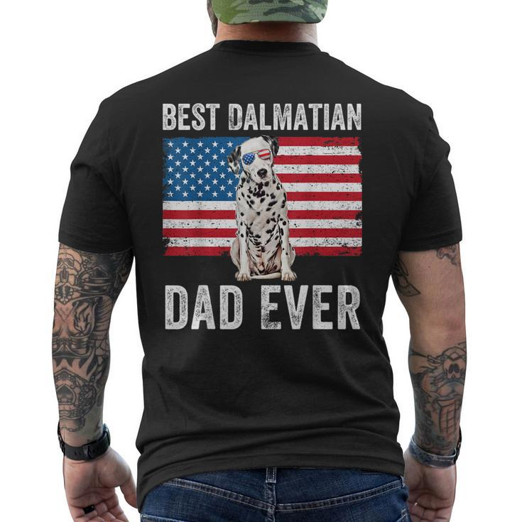 Mens Dalmatian Dad American Flag Dog Lover Owner Dalmatian Dog Mens Back Print T-shirt