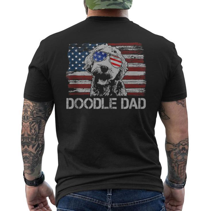 Mens Doodle Dad Goldendoodle Dog American Flag 4Th Of July Mens Back Print T-shirt