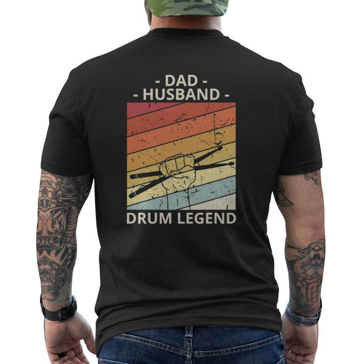 Mens Drummer Dad Dad Husband Drum Legend Mens Back Print T-shirt