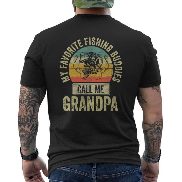 Mens My Favorite Fishing Buddies Call Me Grandpa Fisherman Mens Back Print T-shirt