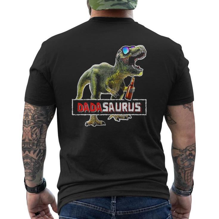 Mens Dadasaurus Rex Beer Fathers Day rex Dad Mens Back Print T-shirt