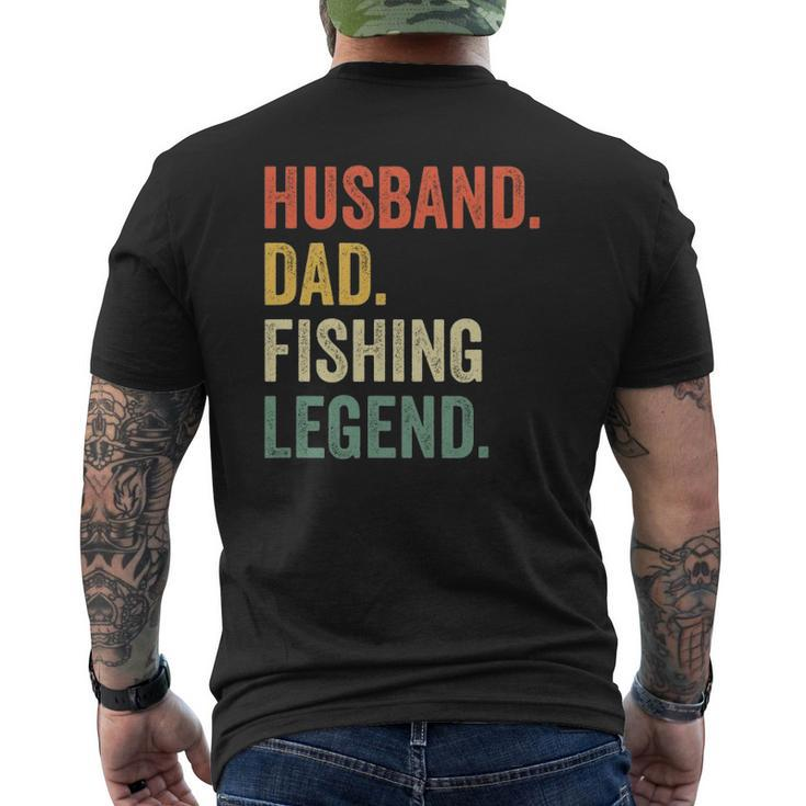 Mens Fisherman Husband Dad Fishing Legend Vintage Mens Back Print T-shirt
