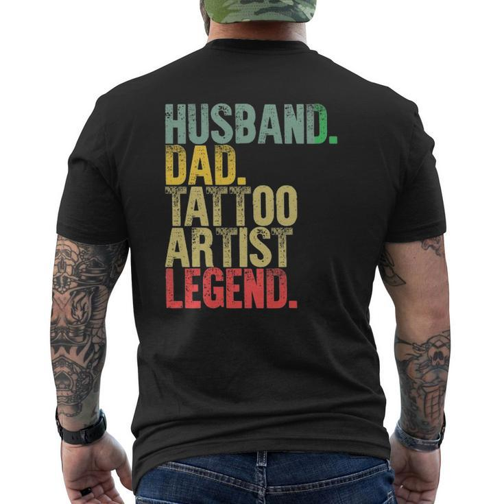 Mens Vintage Husband Dad Tattoo Artist Legend Retro Mens Back Print T-shirt