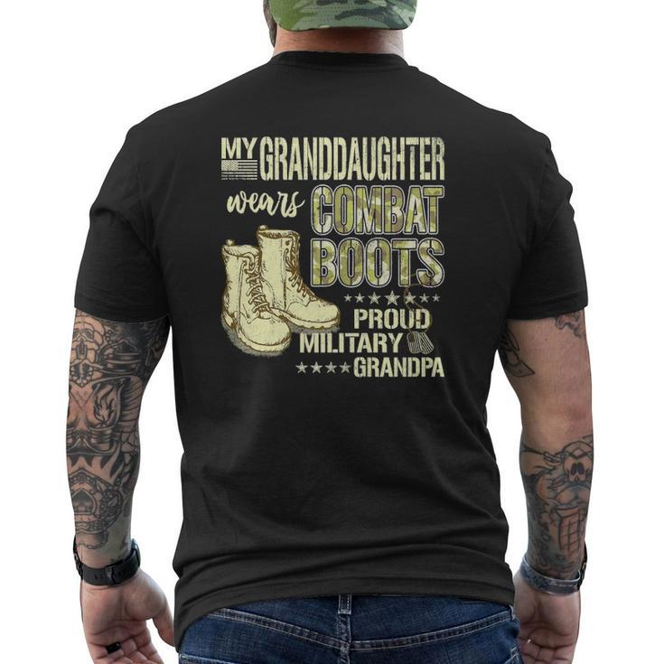 Mens My Granddaughter Wears Combat Boots Proud Military Grandpa Mens Back Print T-shirt