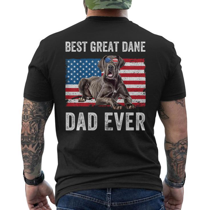 Mens Great Dane Dad American Flag Dog Lover Owner Fathers Day Fun Mens Back Print T-shirt