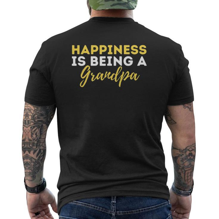 Mens Happiness Is Being A Grandpa Grandfather Granddad Gramps Mens Back Print T-shirt
