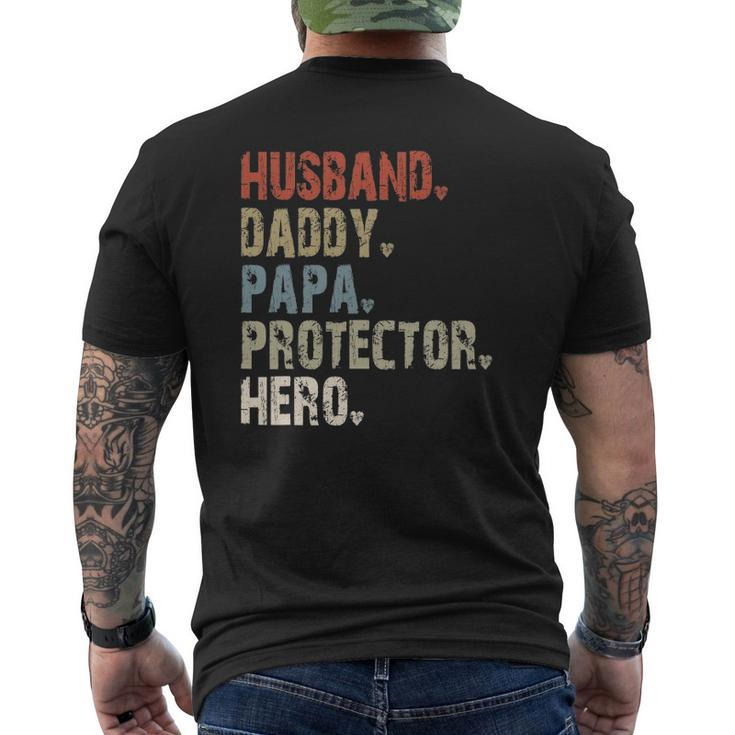 Mens Husband Daddy Papa Protector Hero Mens Back Print T-shirt