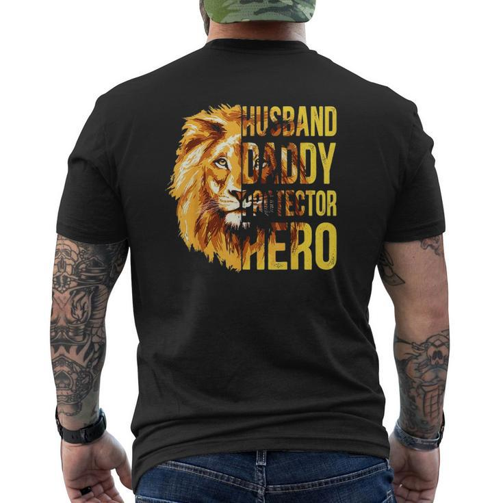 Mens Husband Daddy Protector Hero Father's Day Flag Usa Mens Back Print T-shirt