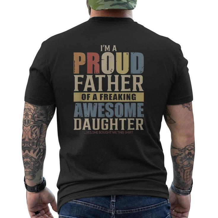 Mens I'm A Proud Father Of A Freaking Awesome Daughter Mens Back Print T-shirt