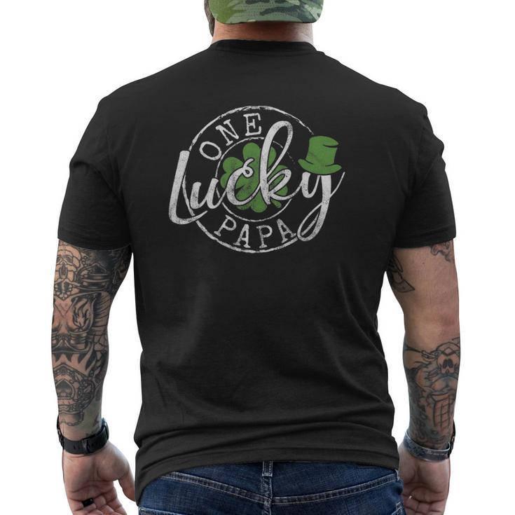 Mens One Lucky Papa Father Irish Clovers St Patrick's Day Mens Back Print T-shirt