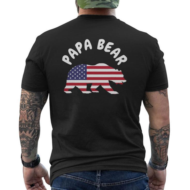 Mens Papa Bear Father's Day Usa American Flag 4Th Of July Mens Back Print T-shirt