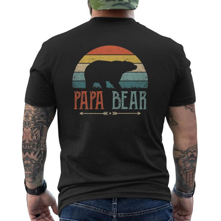 Mens Papa Bear Vintage Daddy Father's Day Retro Dad Mens Back Print T-shirt