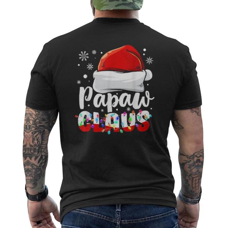 Mens Papaw Claus Beard Santa Hat Pajama Costume For Papa Dad Mens Back Print T-shirt