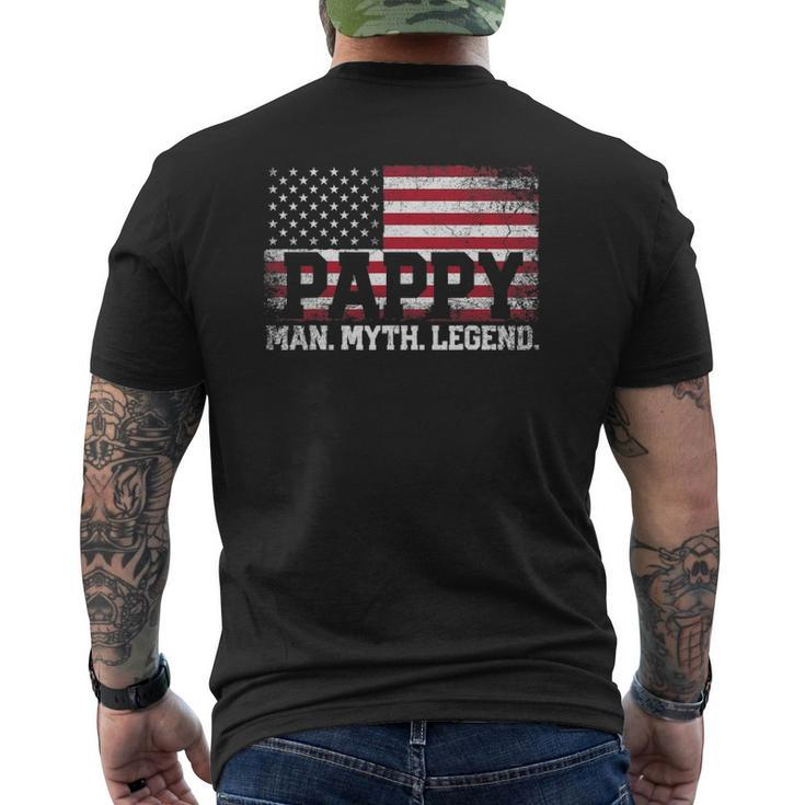 Mens Pappy The Man Myth Legend American Flag Father's Day Mens Back Print T-shirt