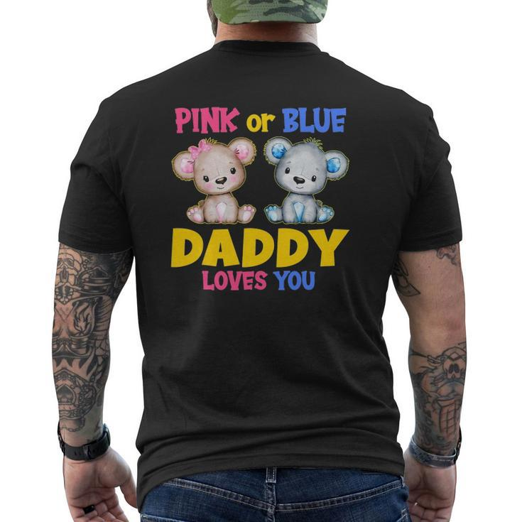 Mens Pink Or Blue Daddy Loves You Baby Shower Gender Reveal Party Mens Back Print T-shirt