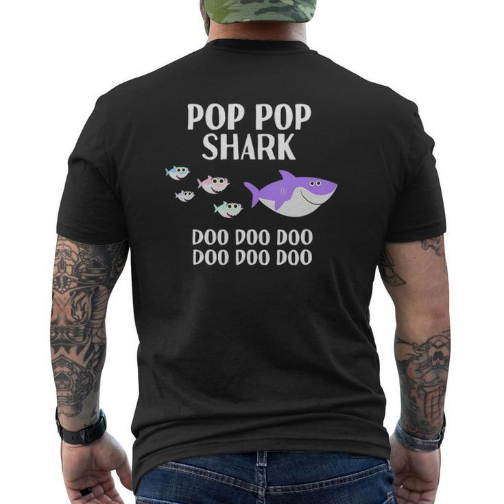 Mens Pop Pop Shark Doo Doo Father's Day For Grandpa Mens Back Print T-shirt