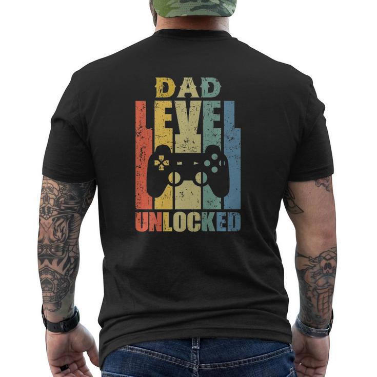 Mens Pregnancy Announcement Dad Level Unlocked Soon To Be Father Mens Back Print T-shirt
