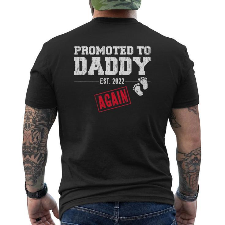 Mens Promoted To Daddy Again 2022 Dad Pregnancy Announcement Mens Back Print T-shirt