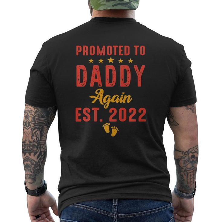 Mens Promoted To Daddy Again 2022 Soon To Be Dad Again 2022 Mens Back Print T-shirt