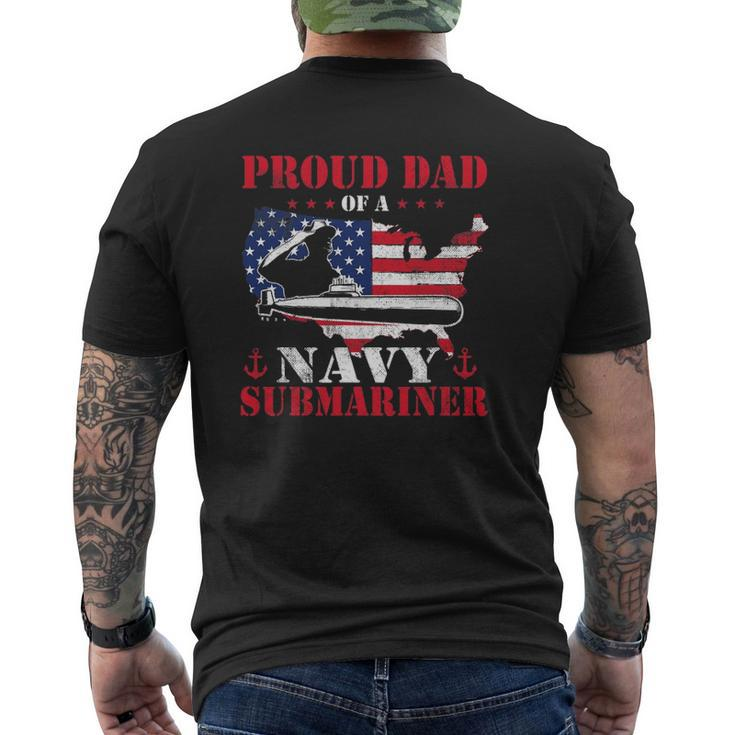 Mens Proud Dad Of A Navy Submariner Patriotic Veteran Submarine Mens Back Print T-shirt