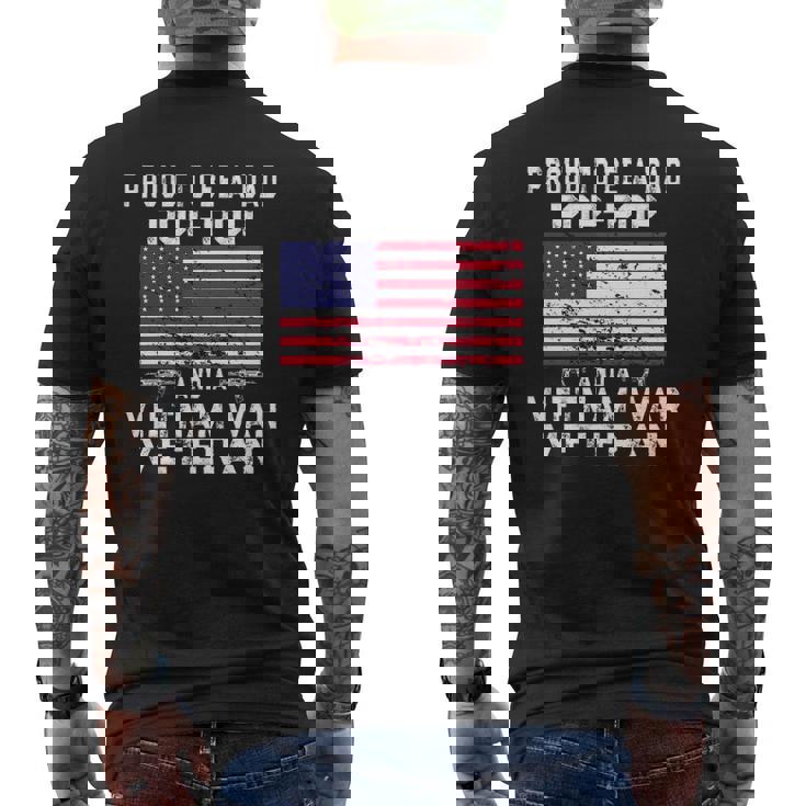 Mens Proud Dad Pop-Pop Vietnam War Veteran Retro Us Flag Grandpa Mens Back Print T-shirt