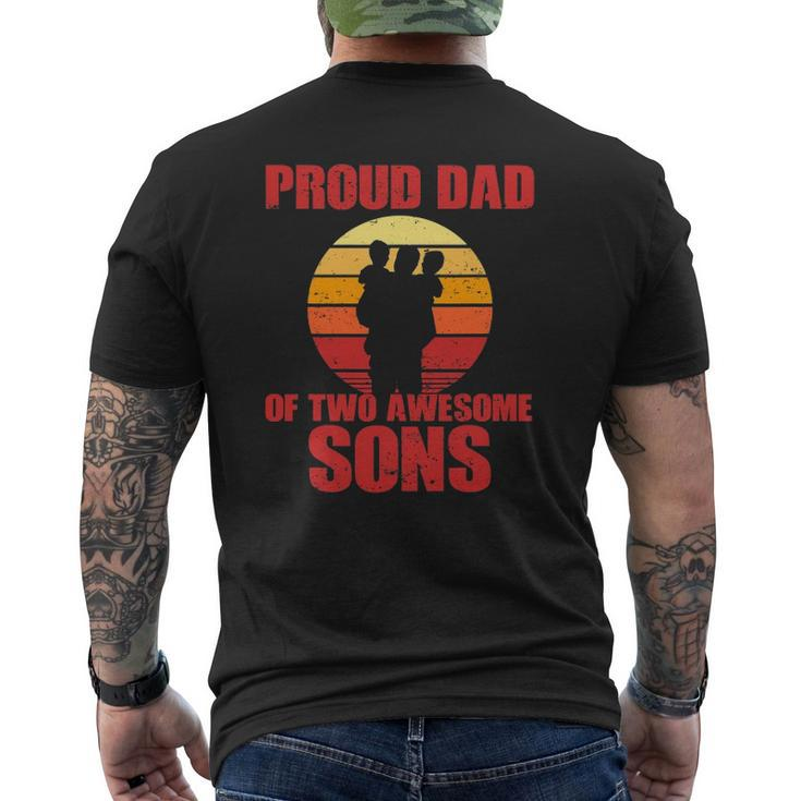 Mens Proud Dad Of Two Awesome Sons Cool Father Mens Back Print T-shirt