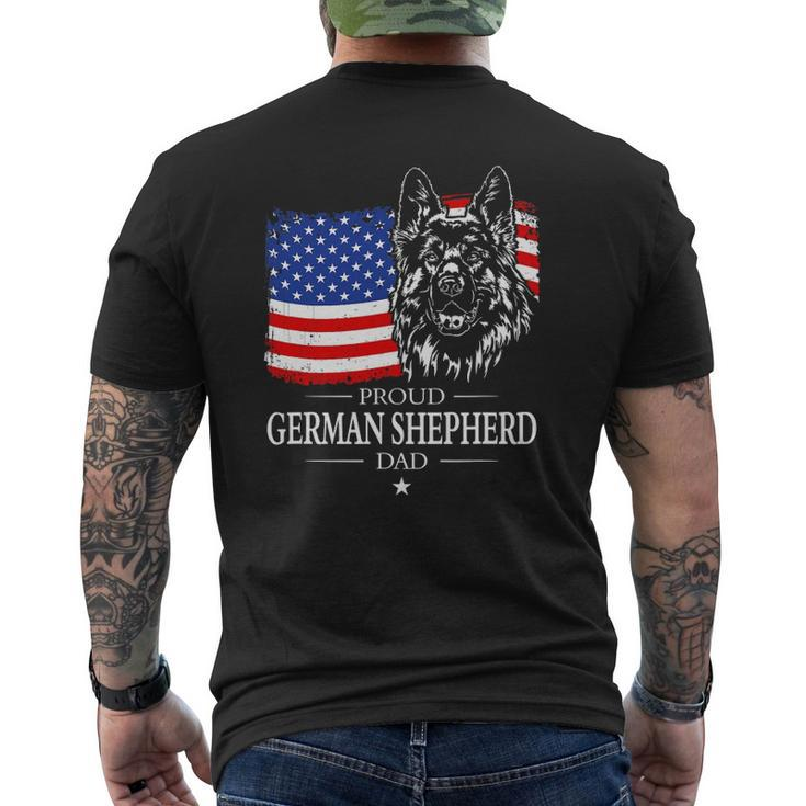 Mens Proud German Shepherd Dad American Flag Patriotic Dog Mens Back Print T-shirt