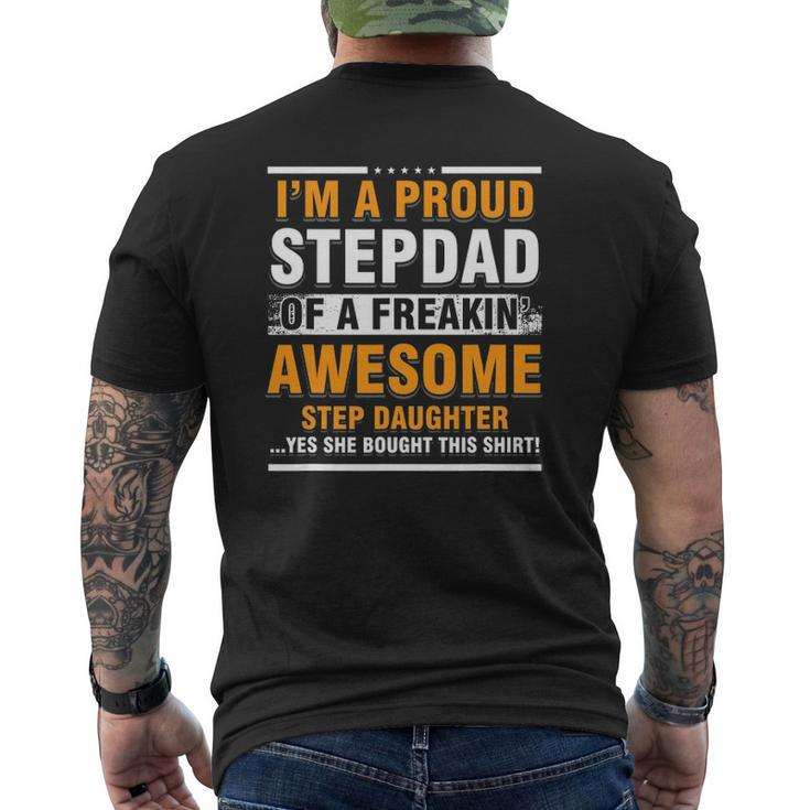 Mens Proud Stepdad Of A Freakin Awesome Step Daughter Step Dad Mens Back Print T-shirt