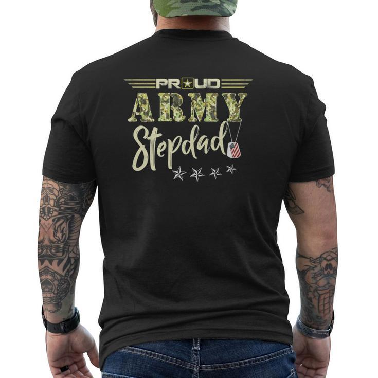 Mens Proud Us Army Stepdad Camouflage Military Pride Mens Back Print T-shirt