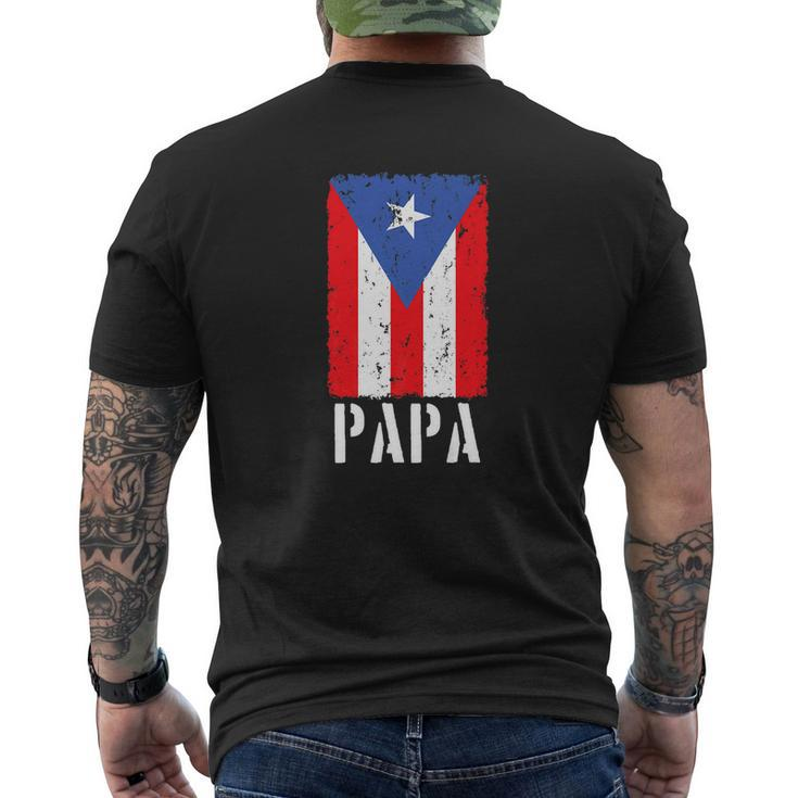 Mens Puerto Rican Papa Puerto Rico Flag For Dad Mens Back Print T-shirt