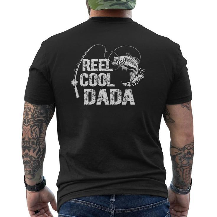 Mens Reel Cool Dada With Fish And Fishing Rod Dad Grandpa Mens Back Print T-shirt