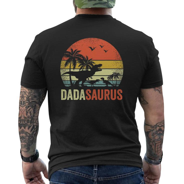 Mens Retro Vintage Dadasaurus 2 Two Kidsrex Daddy Mens Back Print T-shirt