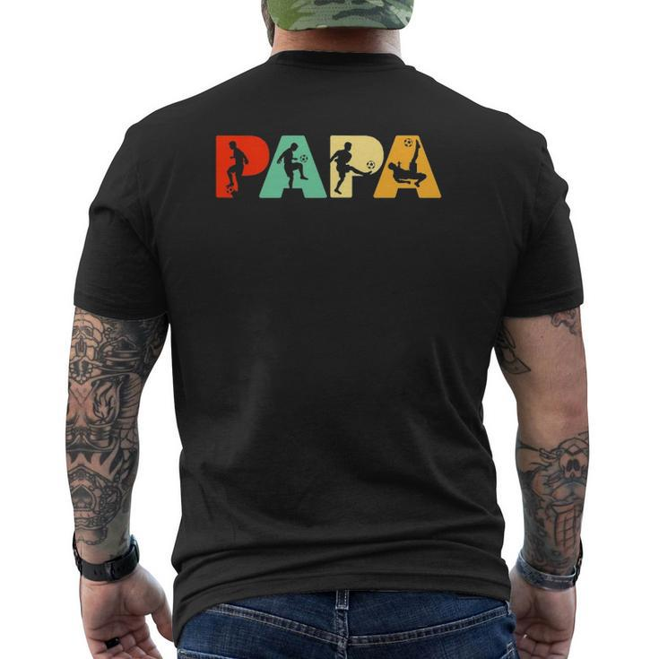 Mens Soccer Dad Retro Papa Soccer Father's Mens Back Print T-shirt