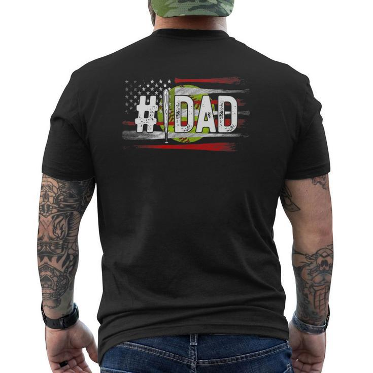 Mens Softball 1 Dad Number One Best Dad Coach Ever Fathers Day Mens Back Print T-shirt