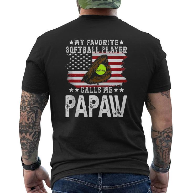 Mens Softball Papaw My Favorite Softball Player Calls Me Papaw Mens Back Print T-shirt