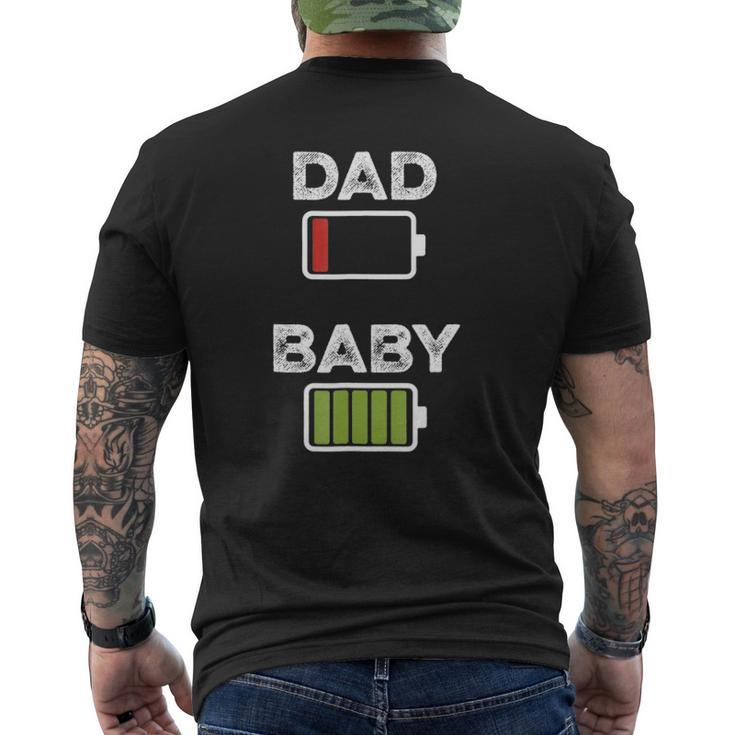 Mens Tired Dad Low Battery Baby Full Charge Mens Back Print T-shirt