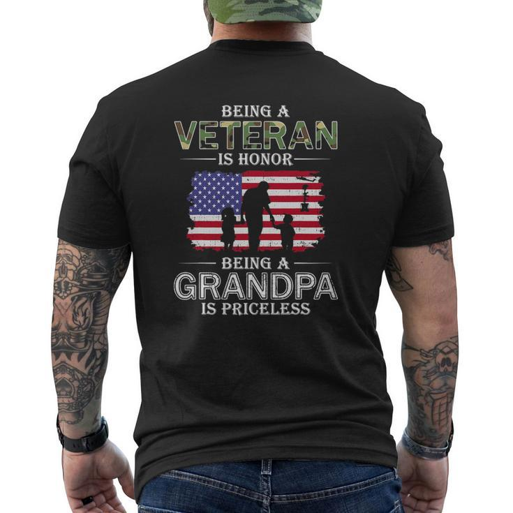 Mens Being A Veteran Is Honor Grandpa Is Priceless Mens Back Print T-shirt