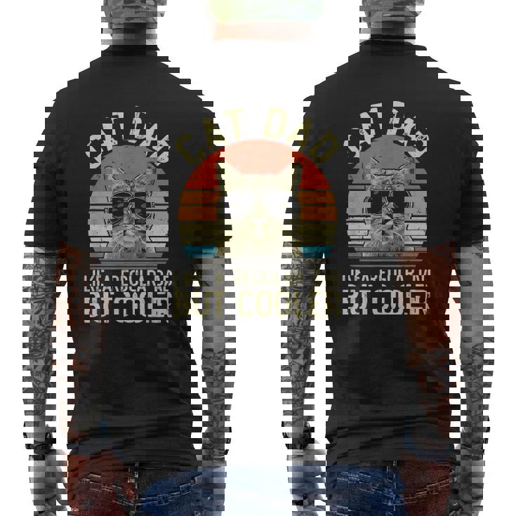 Mens Vintage Cat Dad Regular Dad Proud Daddy Meowica Fathers Day Mens Back Print T-shirt