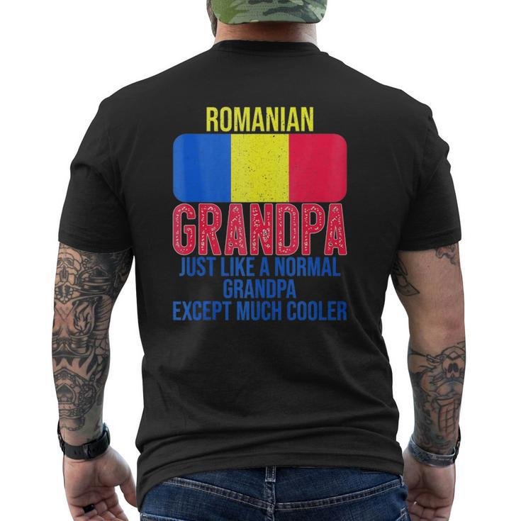 Mens Vintage Romanian Grandpa Romania Flag For Father's Day Mens Back Print T-shirt