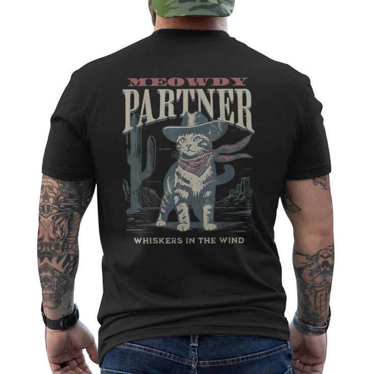 Meowdy Partner Cowboy Cat Country Western Cat Men's T-shirt Back Print