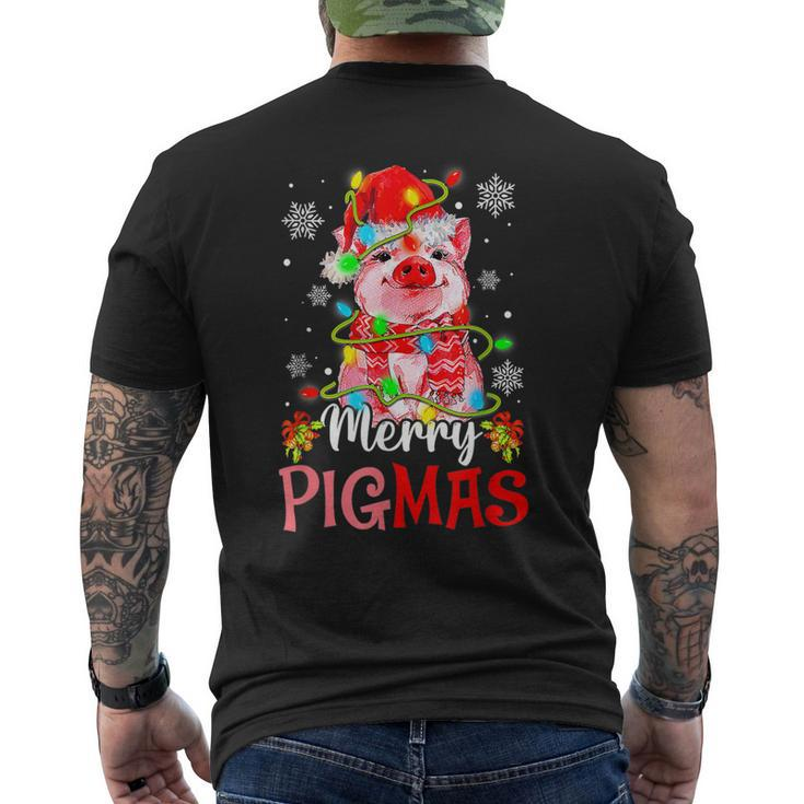 Merry Pigmas Pig Christmas Pajama For Pig Lover Mens Back Print T-shirt