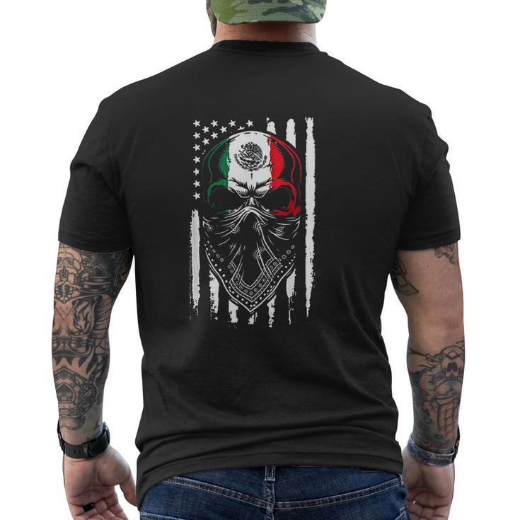 Mexican Skull 2021 American Mexican Flag Mens Back Print T-shirt