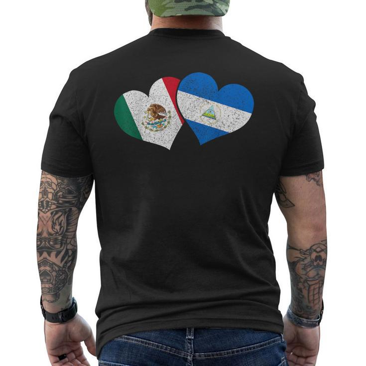Mexico Nicaragua Hearts Mexican Nicaraguan Flag Pride Nica Men's T-shirt Back Print