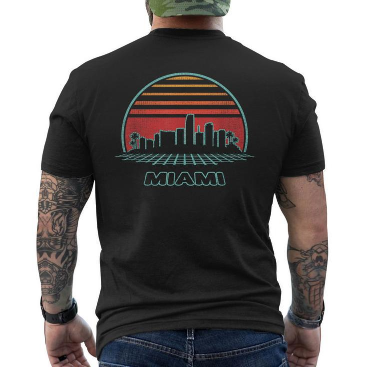 Miami City Skyline Retro Vintage 80S Style Men's T-shirt Back Print