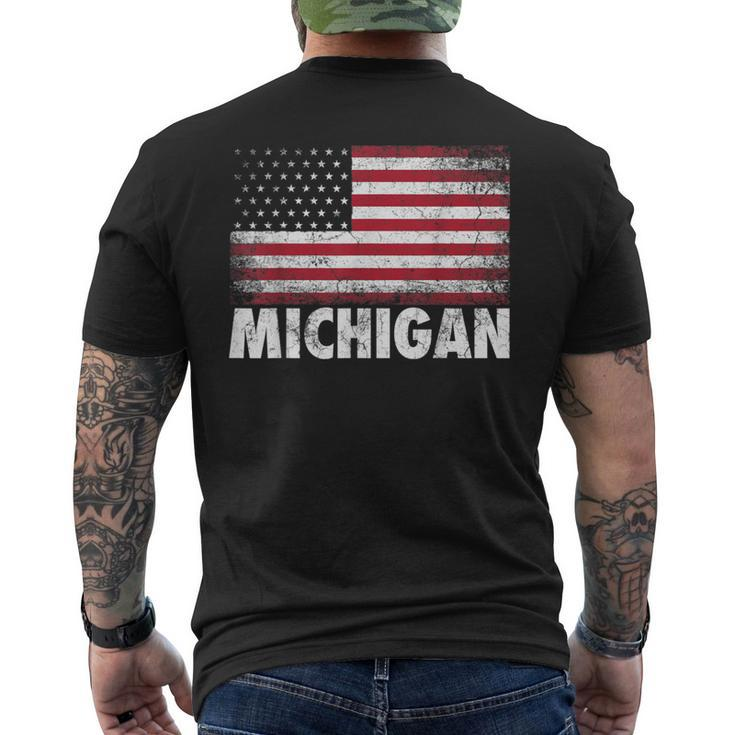 Michigan 4Th Of July American Flag Usa America Patriotic Men's T-shirt Back Print
