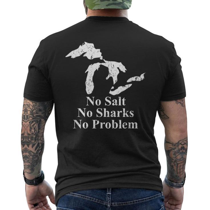Michigan Great Lakes No Salt No Sharks No Problem Men's T-shirt Back Print