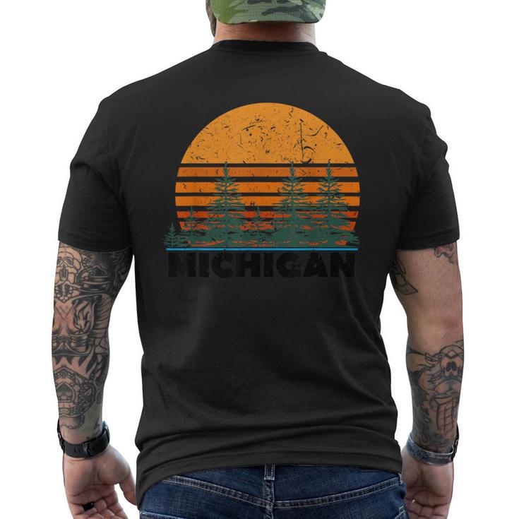 Michigan Vintage Retro Sunset Mi State Men's T-shirt Back Print