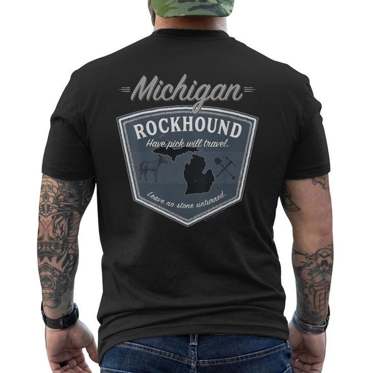 Michigan Rockhound Rock Collector Gear Back Side Print Men's T-shirt Back Print