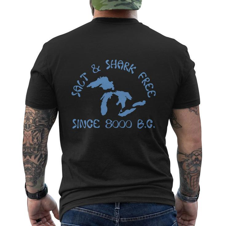 Michigan Salt And Shark Free Great Lakes T Shirt Mens Back Print T-shirt
